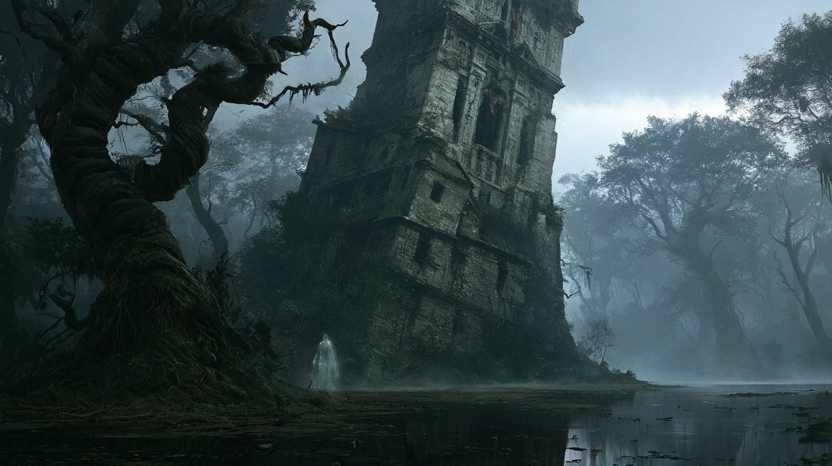 Un castillo hundido entre las aguas